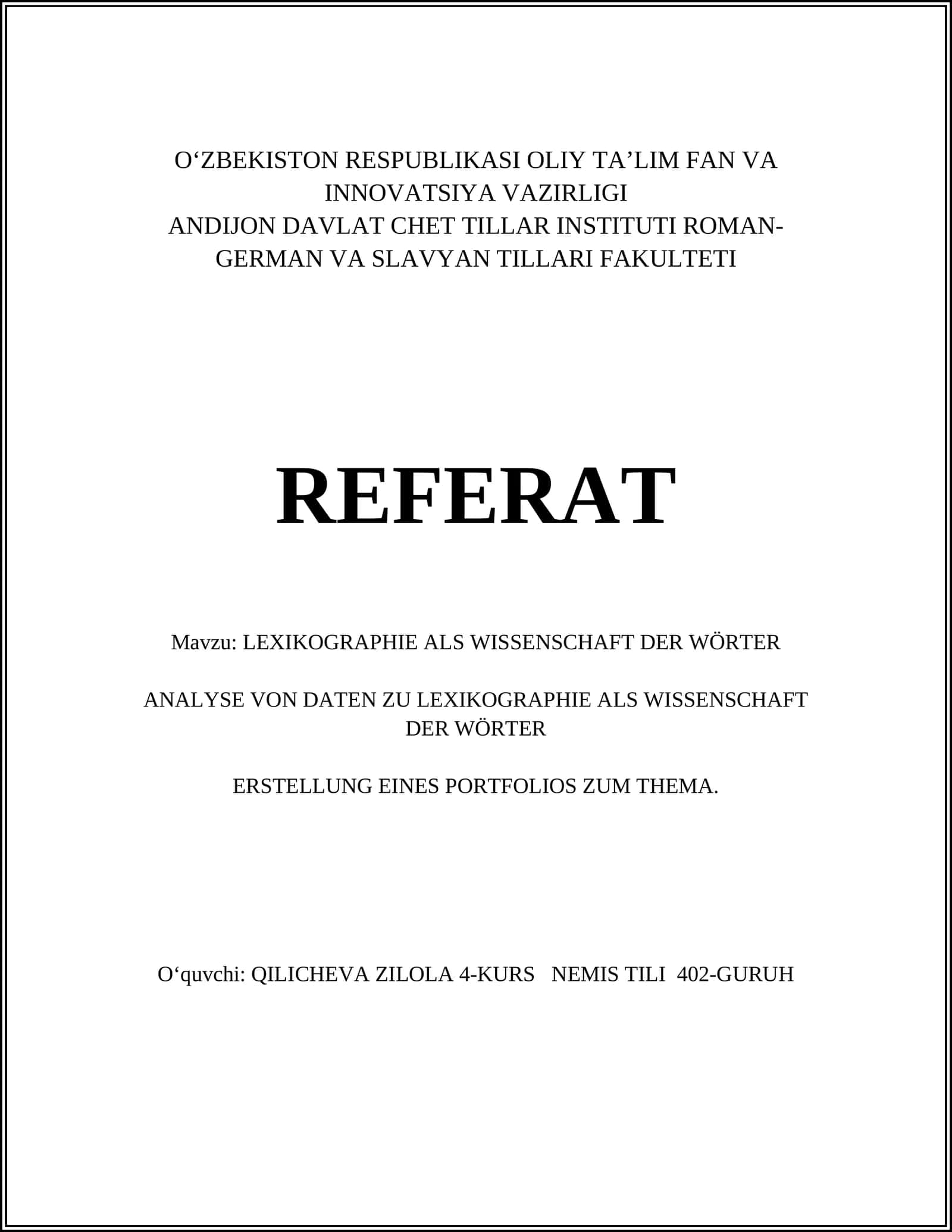 LEXIKOGRAPHIE ALS WISSENSCHAFT DER WÖRTER 1