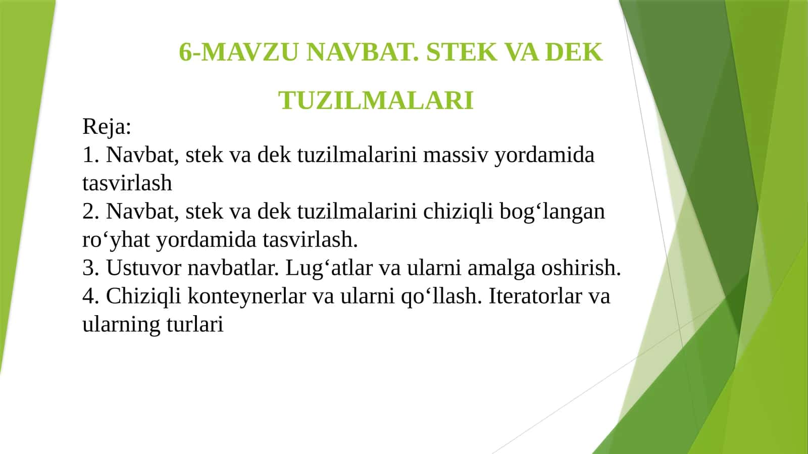 Stek va Dek tuzilmalari 1