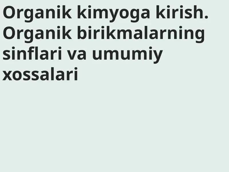 Organik kimyoga kirish 1