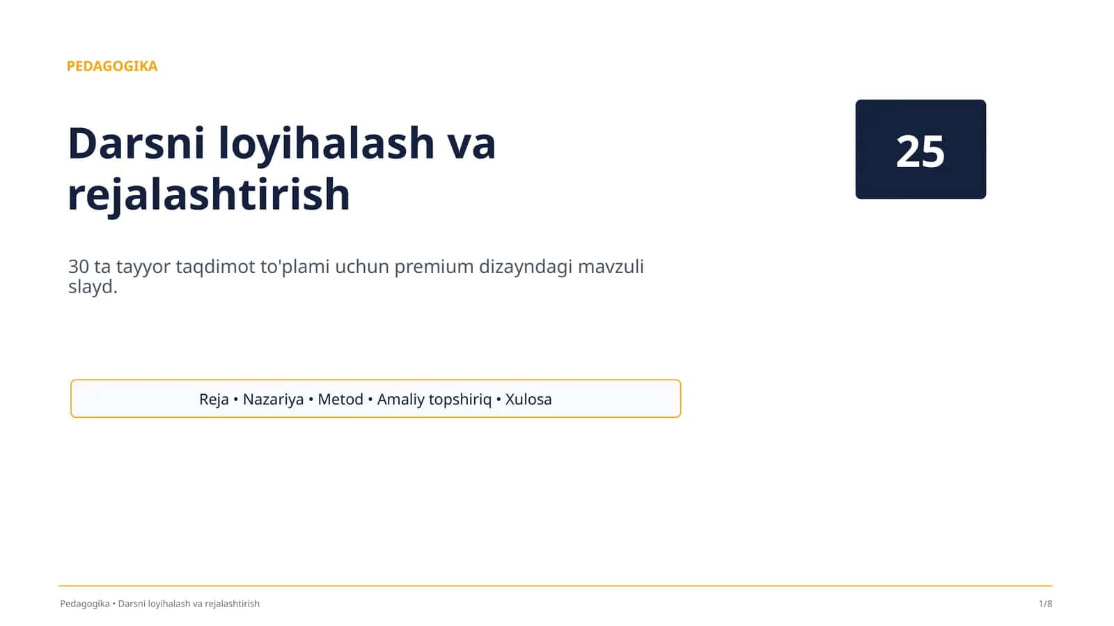 Darsni loyihalash va rejalashtirish 1