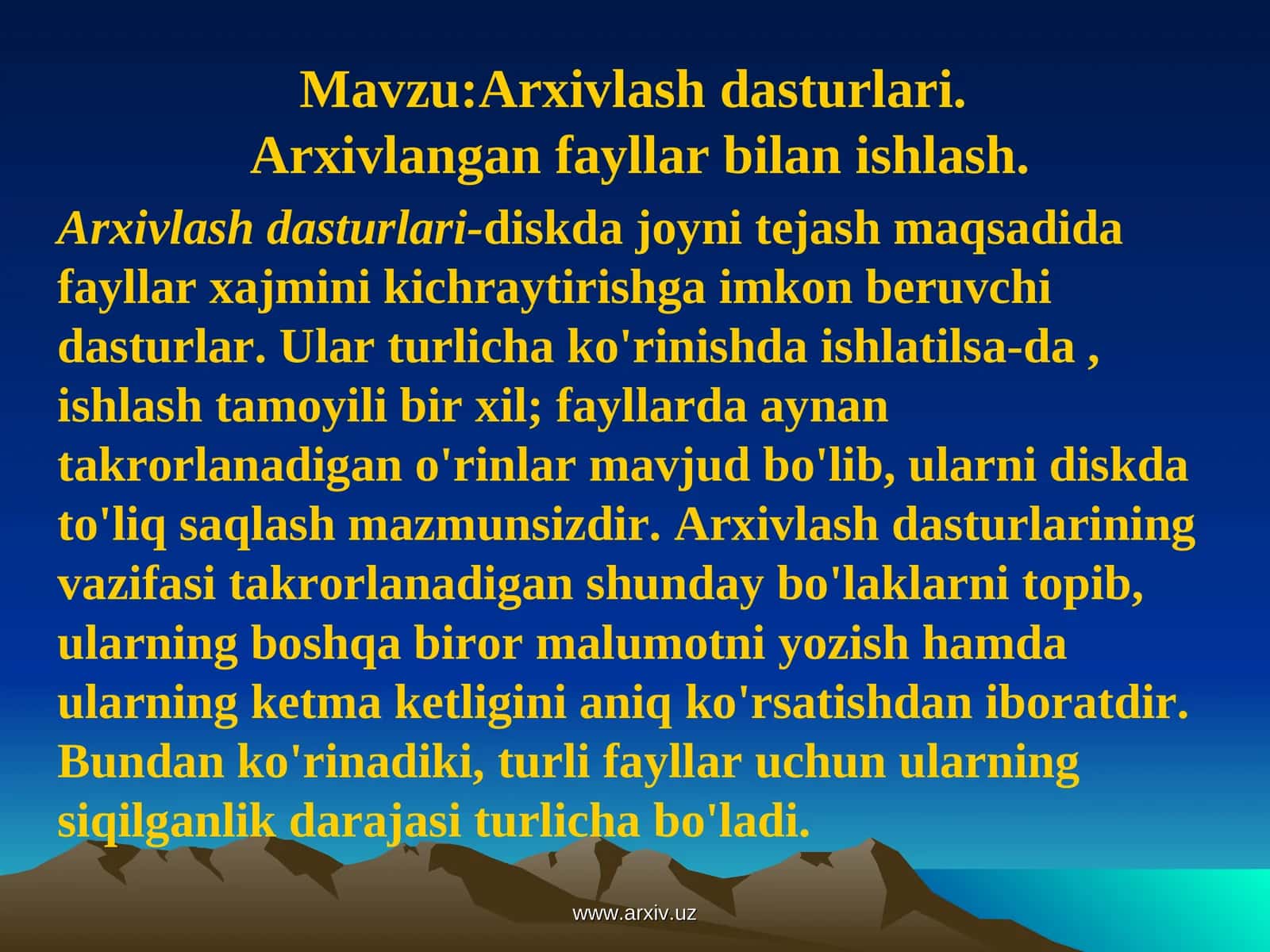 Arxivlash dasturlari 1