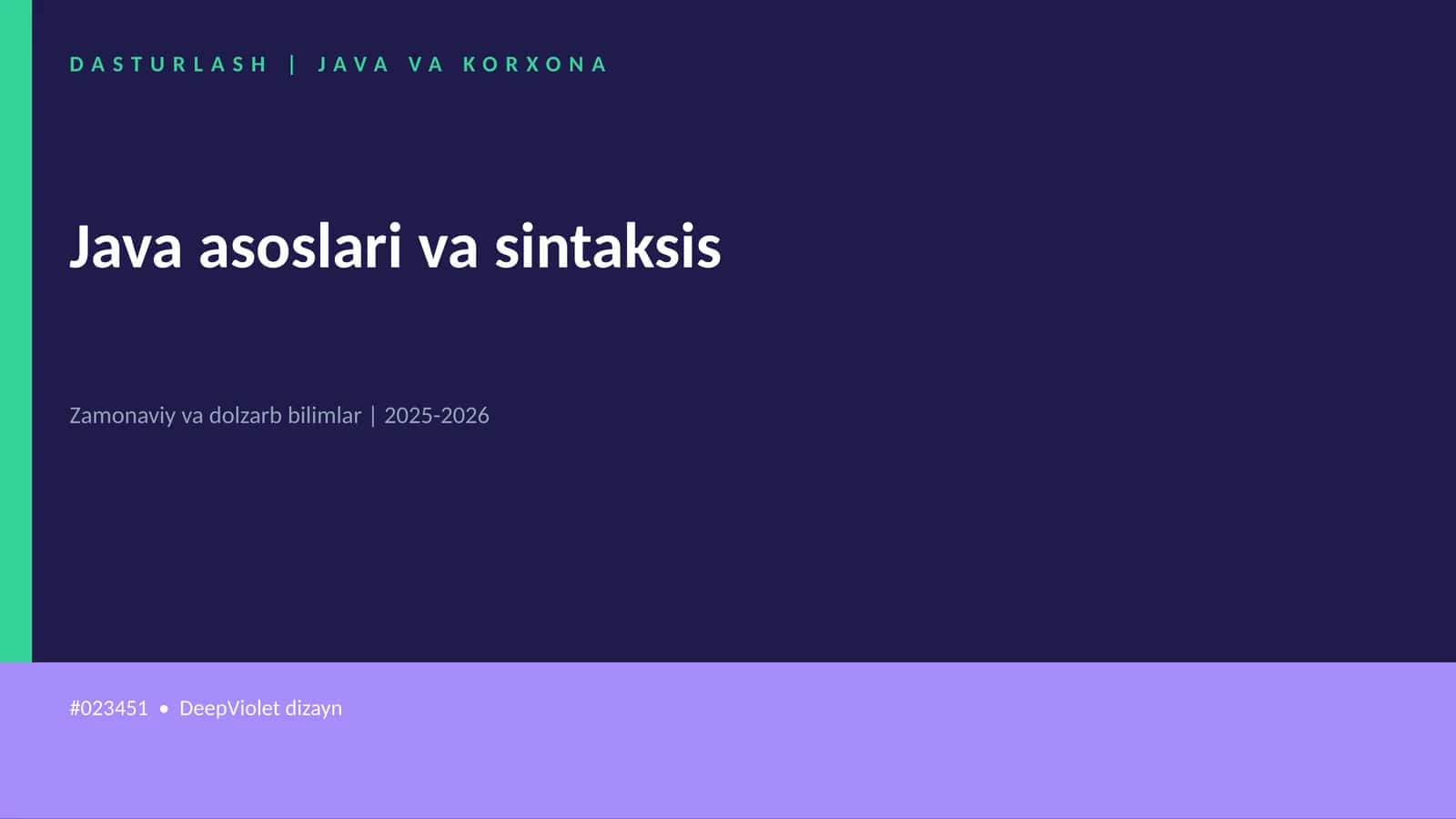 Java asoslari va sintaksis 1
