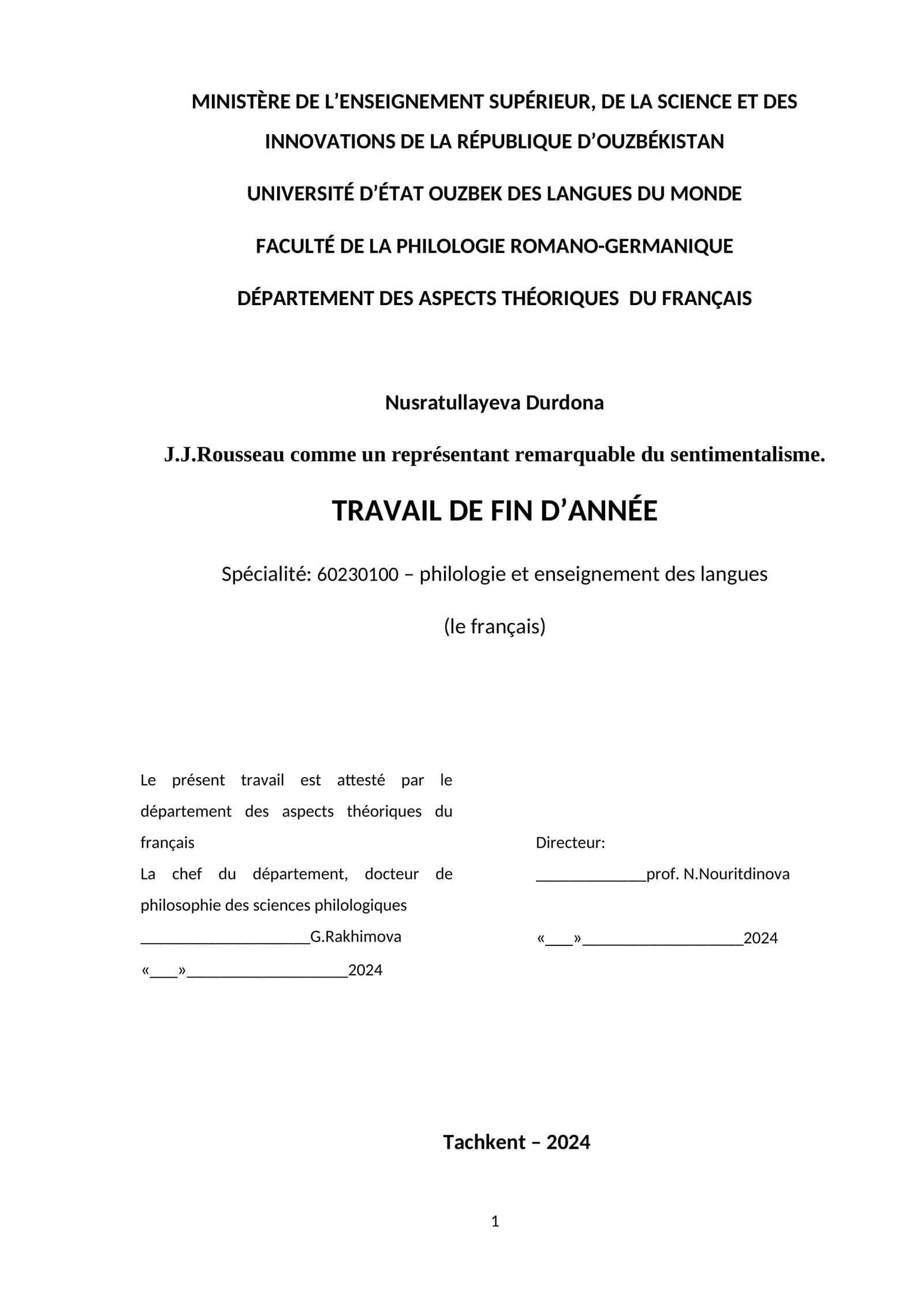 J.J.Rousseau comme un représentant remarquable du sentimentalisme 1