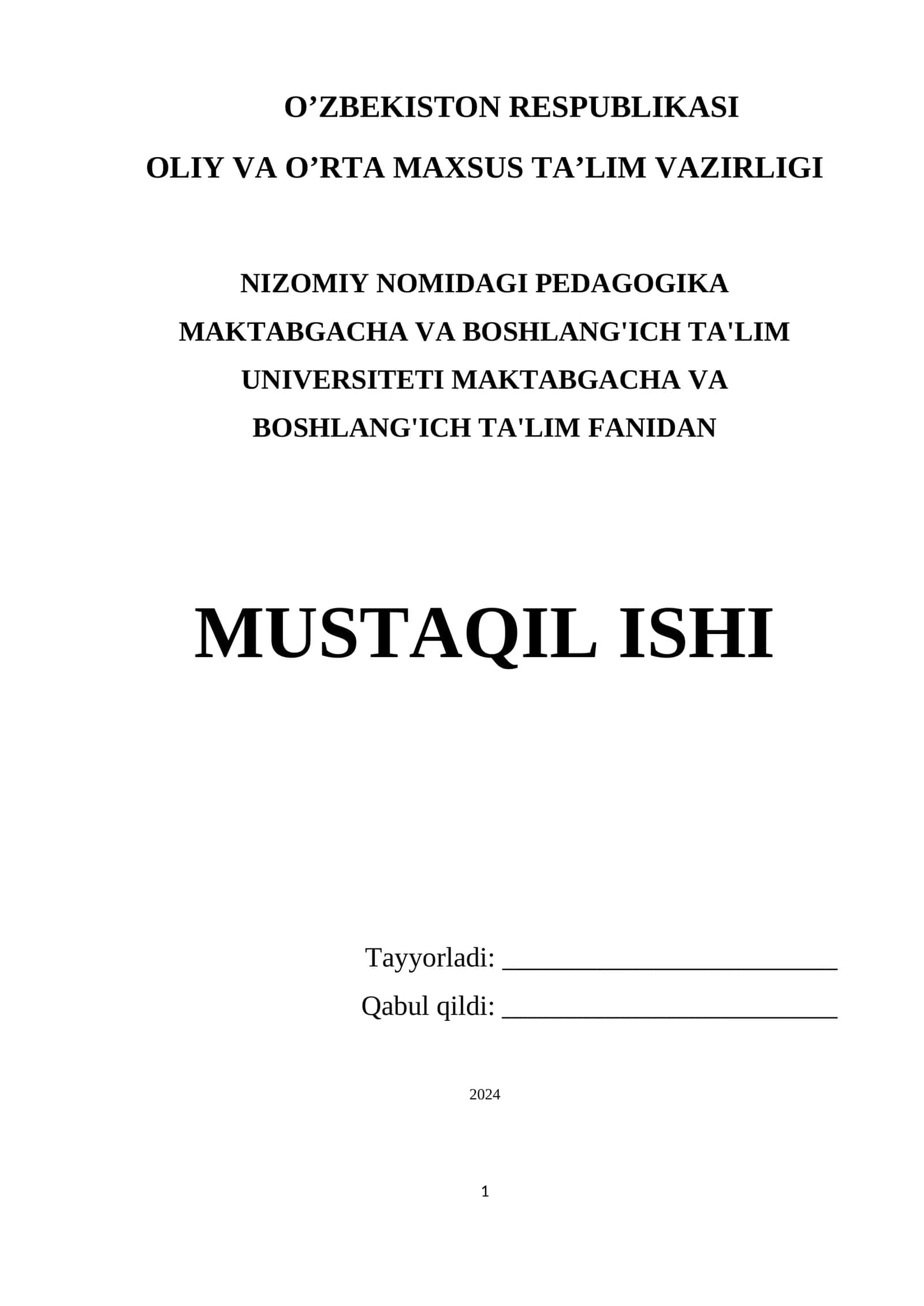 MAKTABGACHA VA BOSHLANG'ICH TA'LIM 1