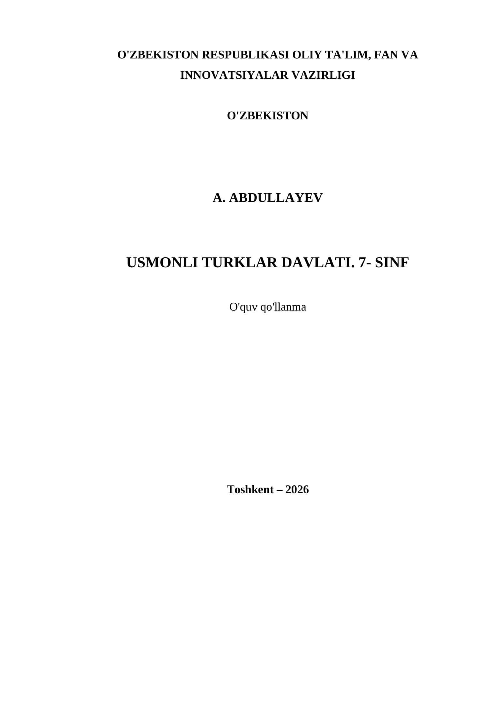 USMONLI TURKLAR DAVLATI. 7- SINF 1