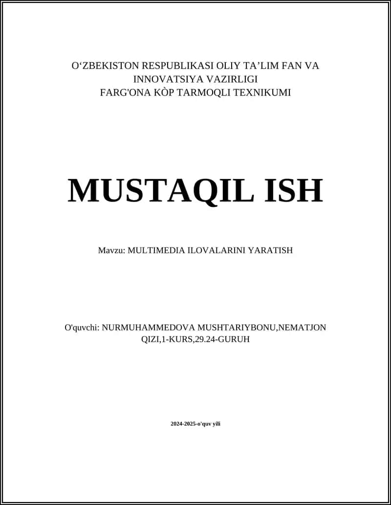 MULTIMEDIA ILOVALARINI YARATISH 1