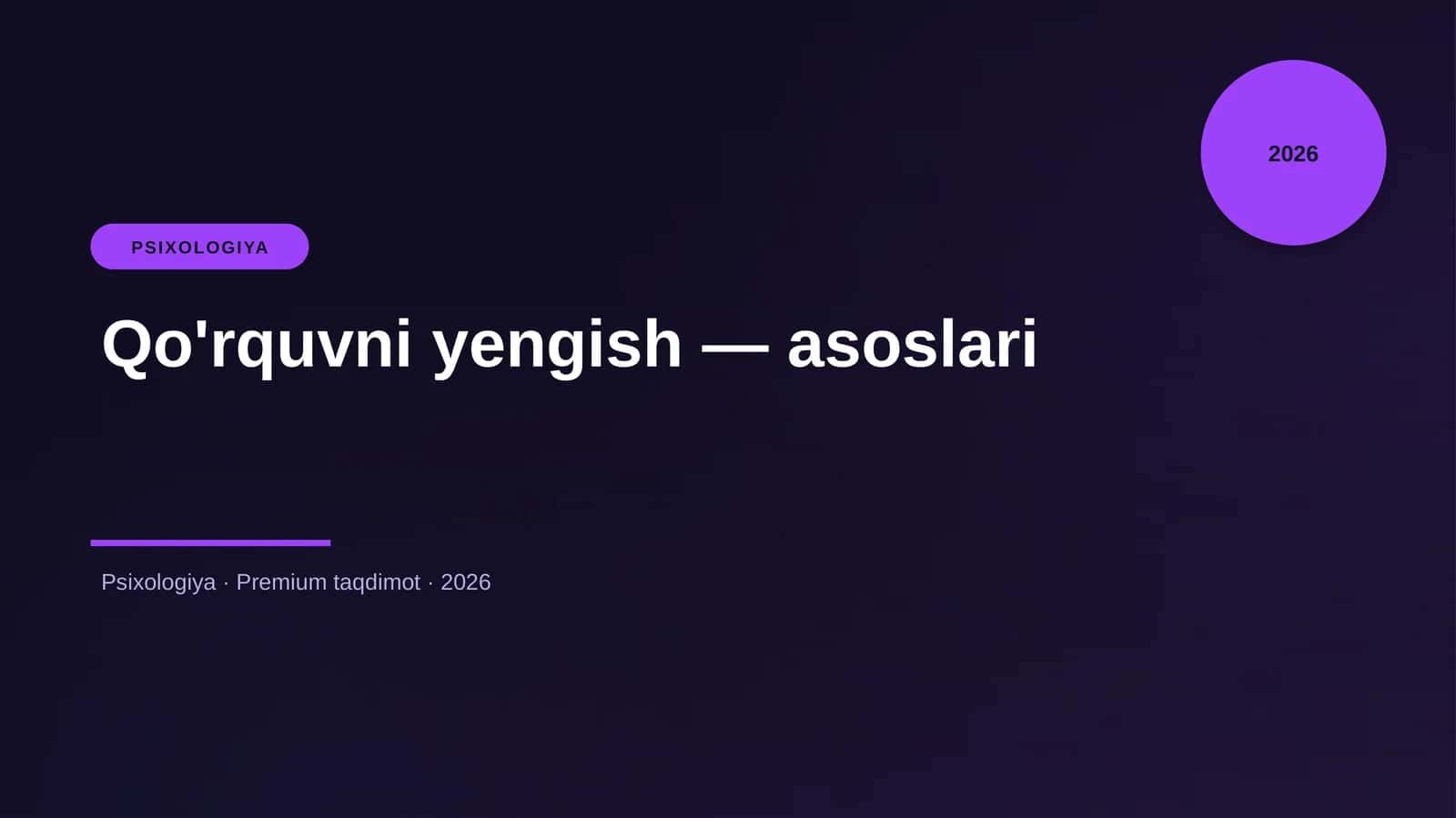 Qo'rquvni yengish — asoslari 1
