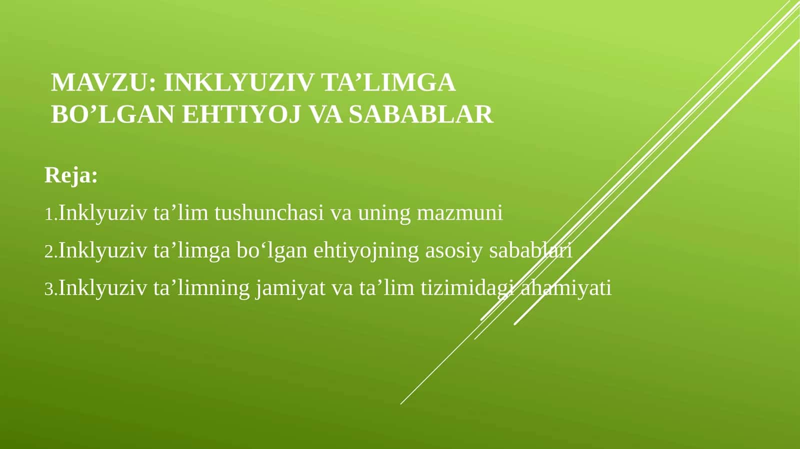 Inklyuziv ta’limga bo‘lgan ehtiyoj va sabablar 1