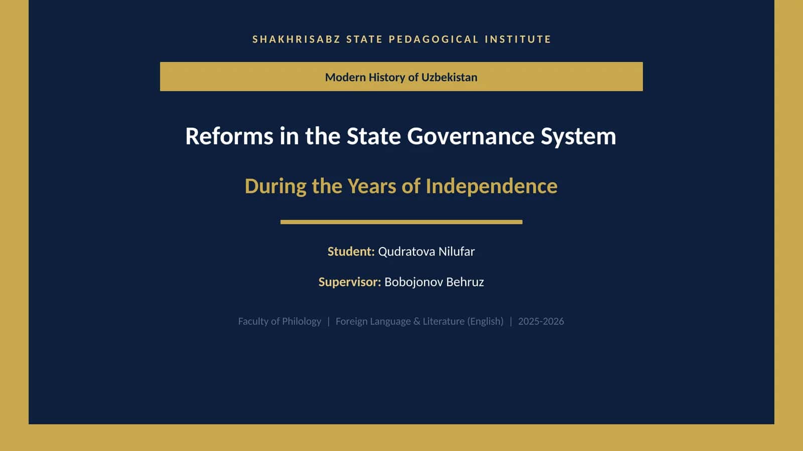 Modern History of Uzbekistan 1