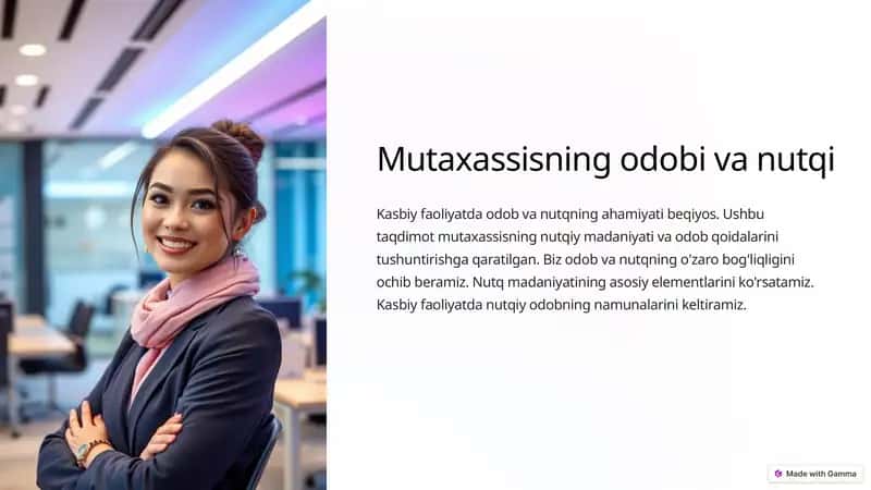 Mutaxassisning odobi va nutqi 1