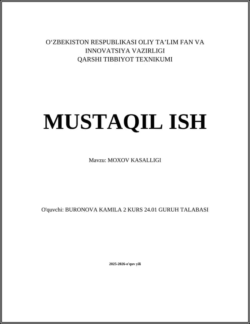MOXOV KASALLIGI 1