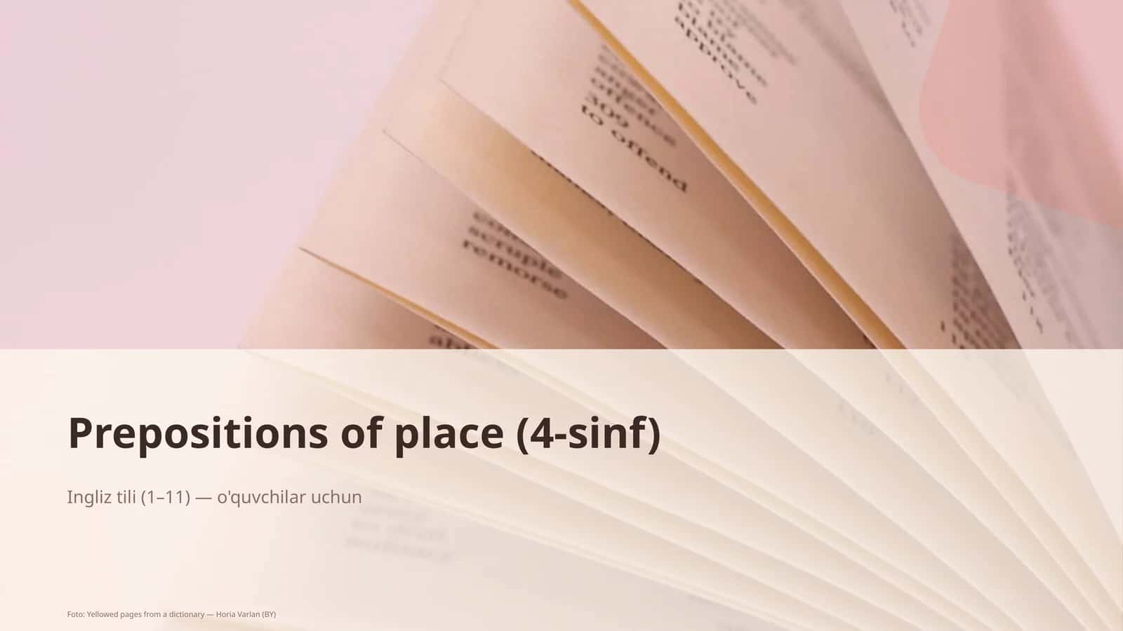 Prepositions of place (4-sinf) 1