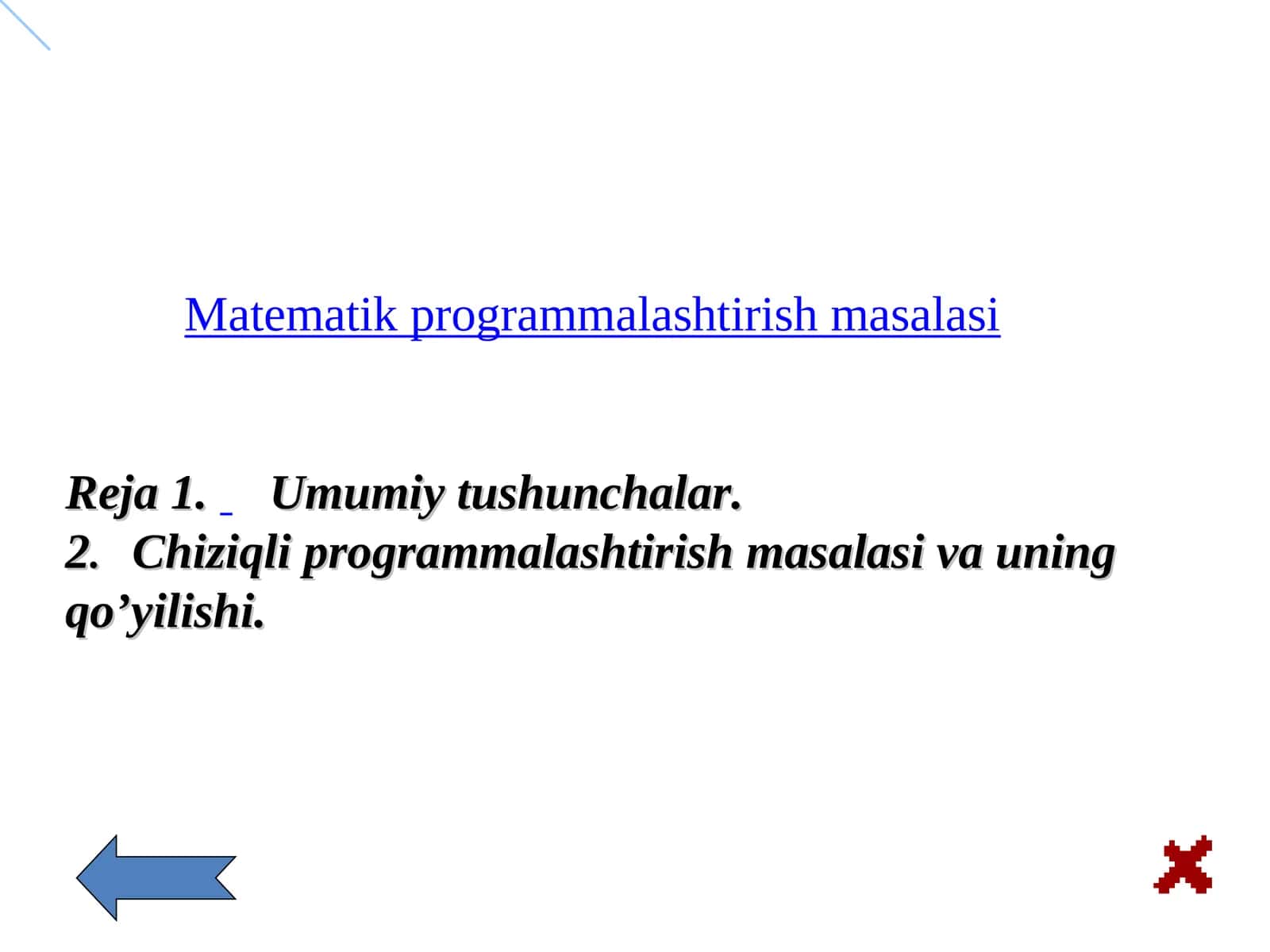Matematik programmalashtirish masalasi 1