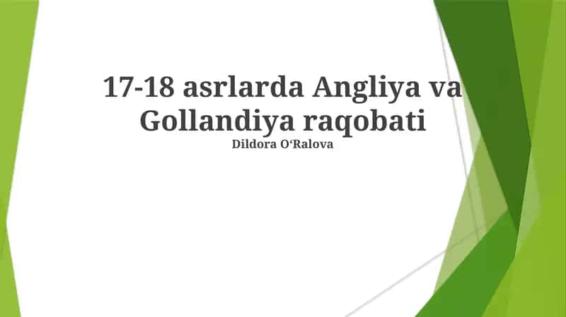Gollandiya va Angliya raqobati 1