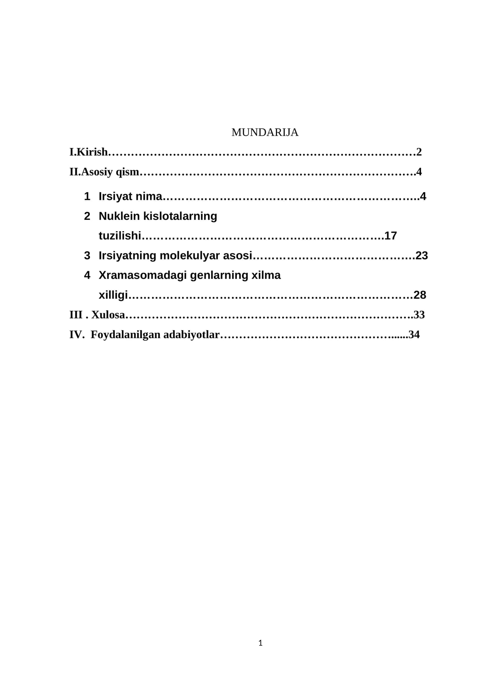 MUNDARIJA 1