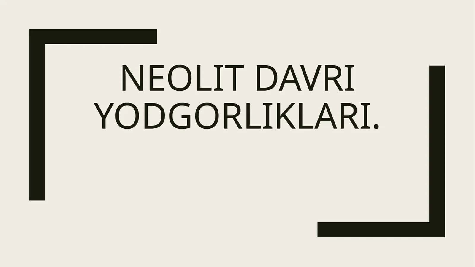Neolit davri yodgorliklari 1