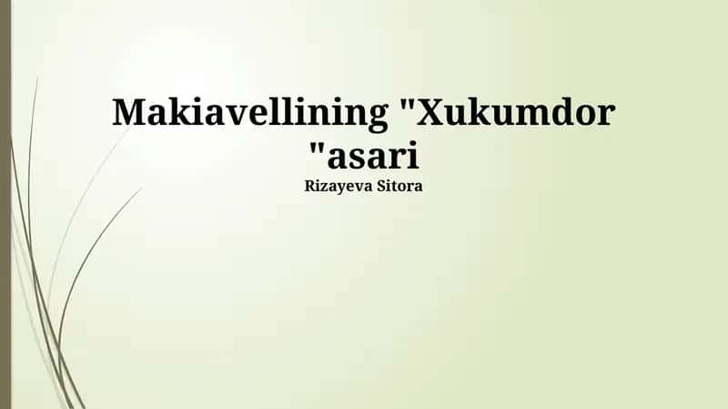 Makiavellining "Xukumdor" asari 1