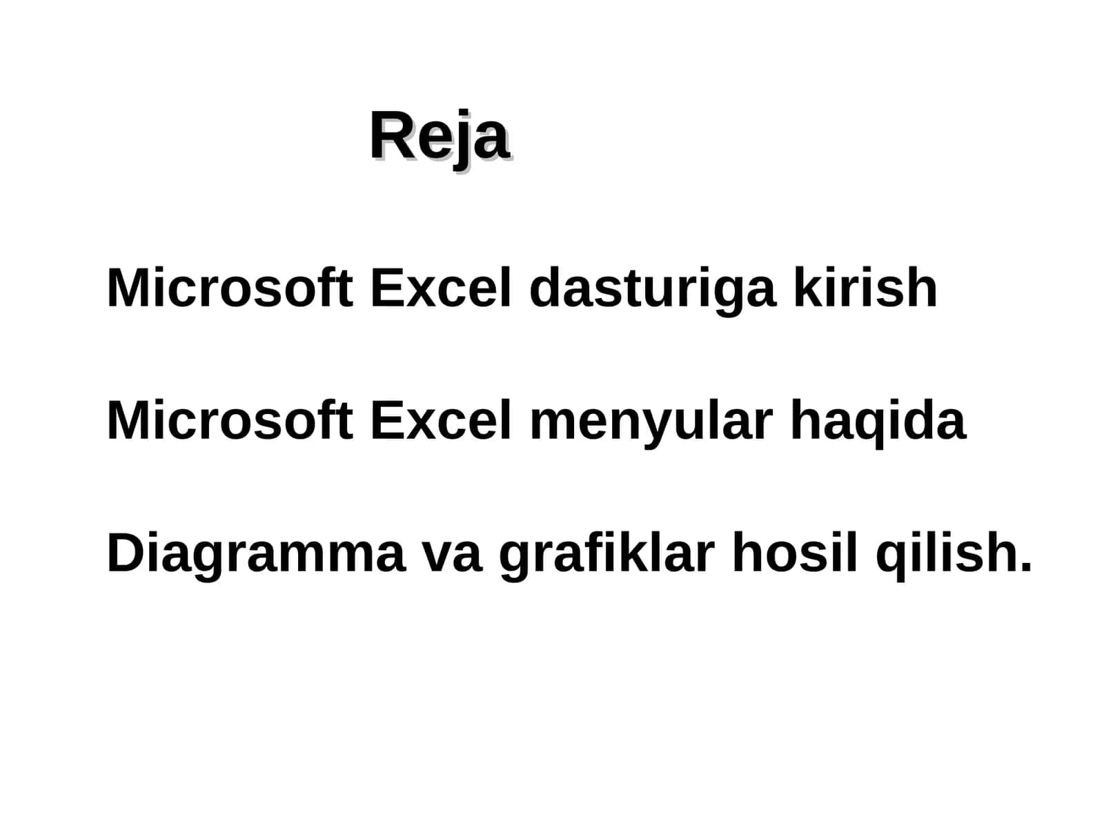 Microsoft Excel dasturiga kirish 1