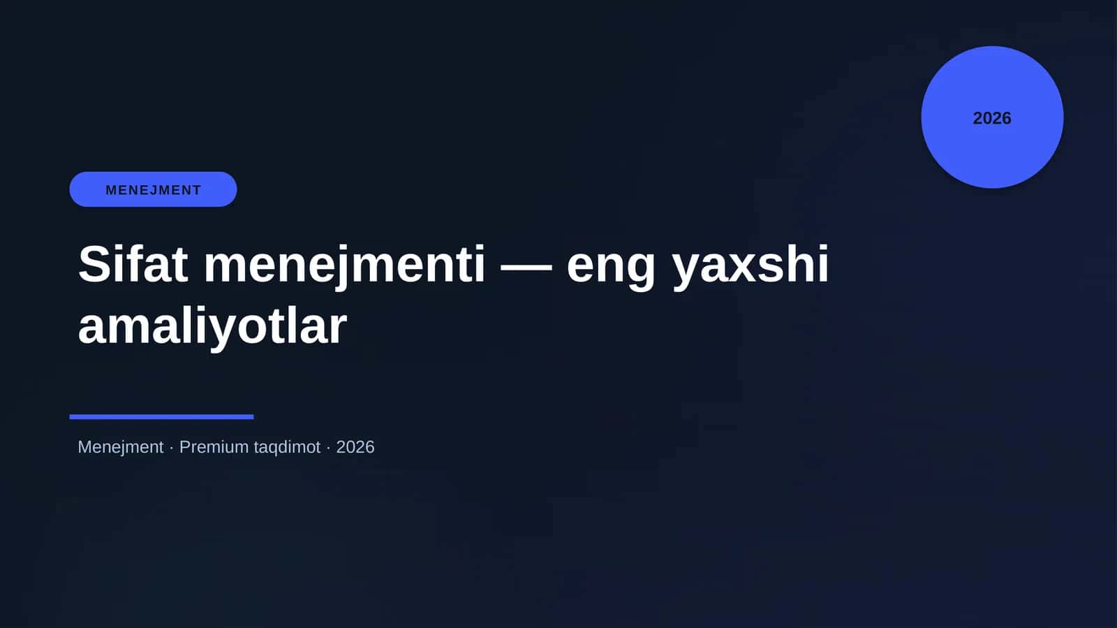 Sifat menejmenti — eng yaxshi amaliyotlar 1