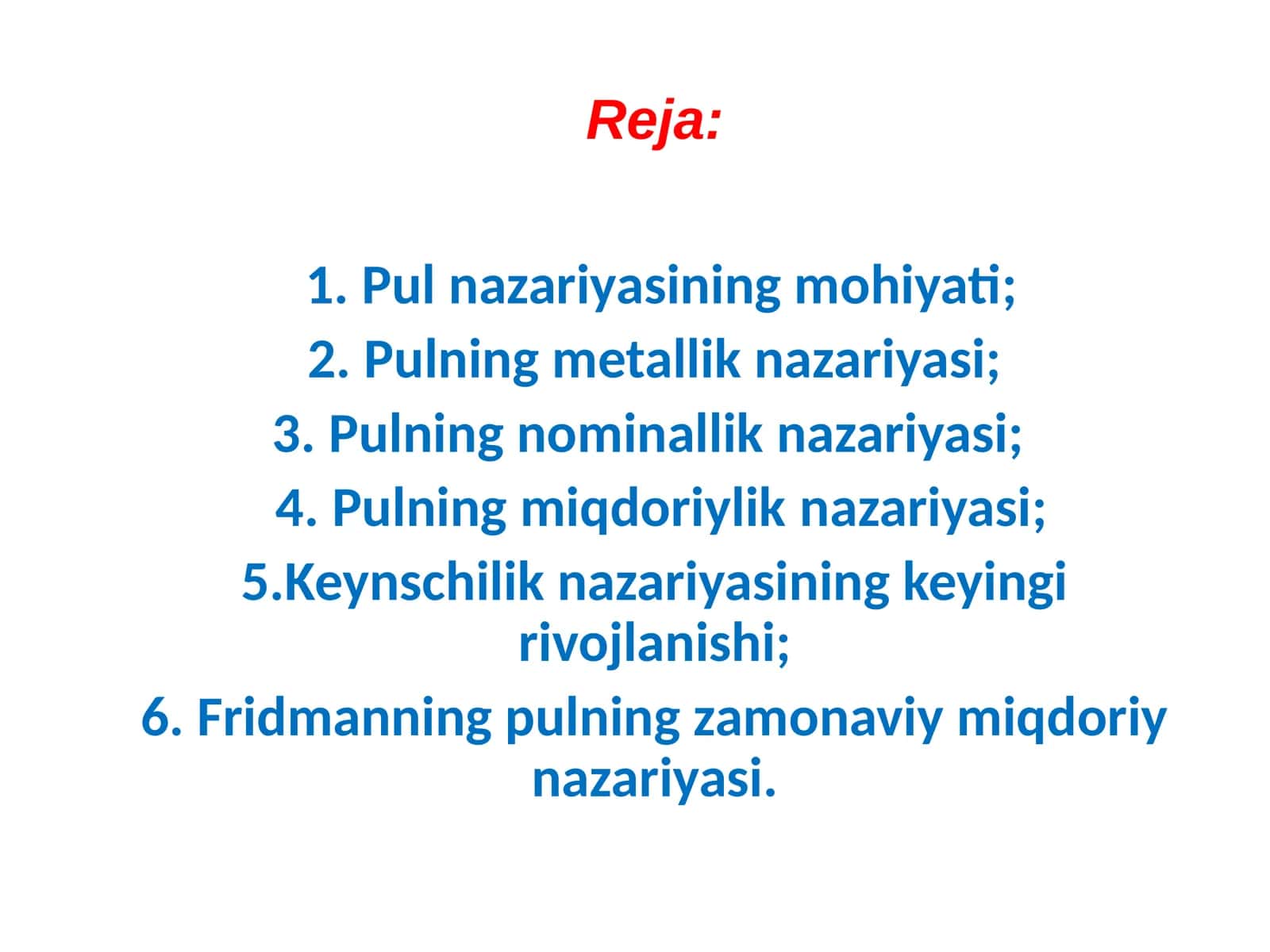 Pul nazariyalari 1