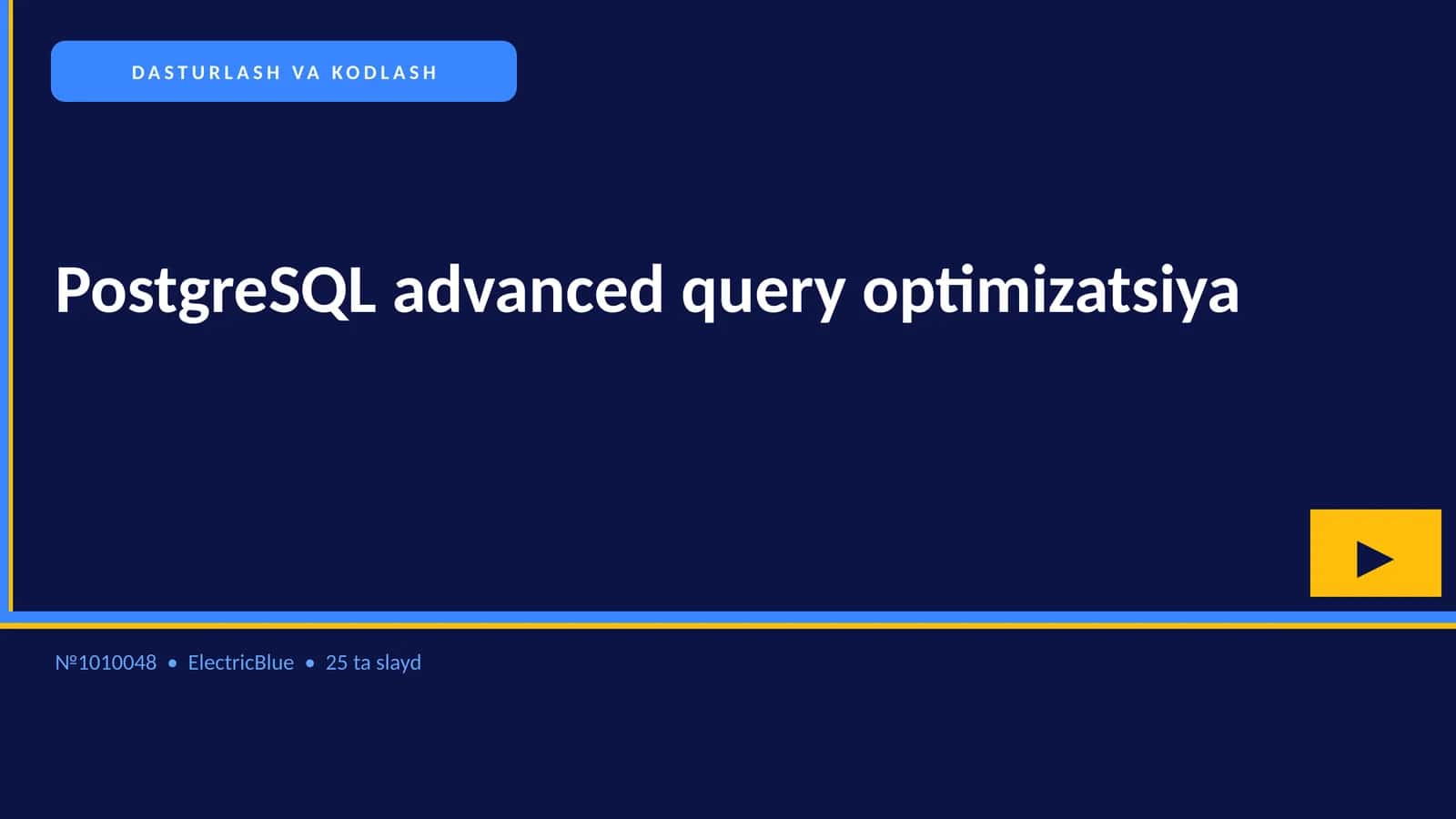 PostgreSQL advanced query optimizatsiya 1