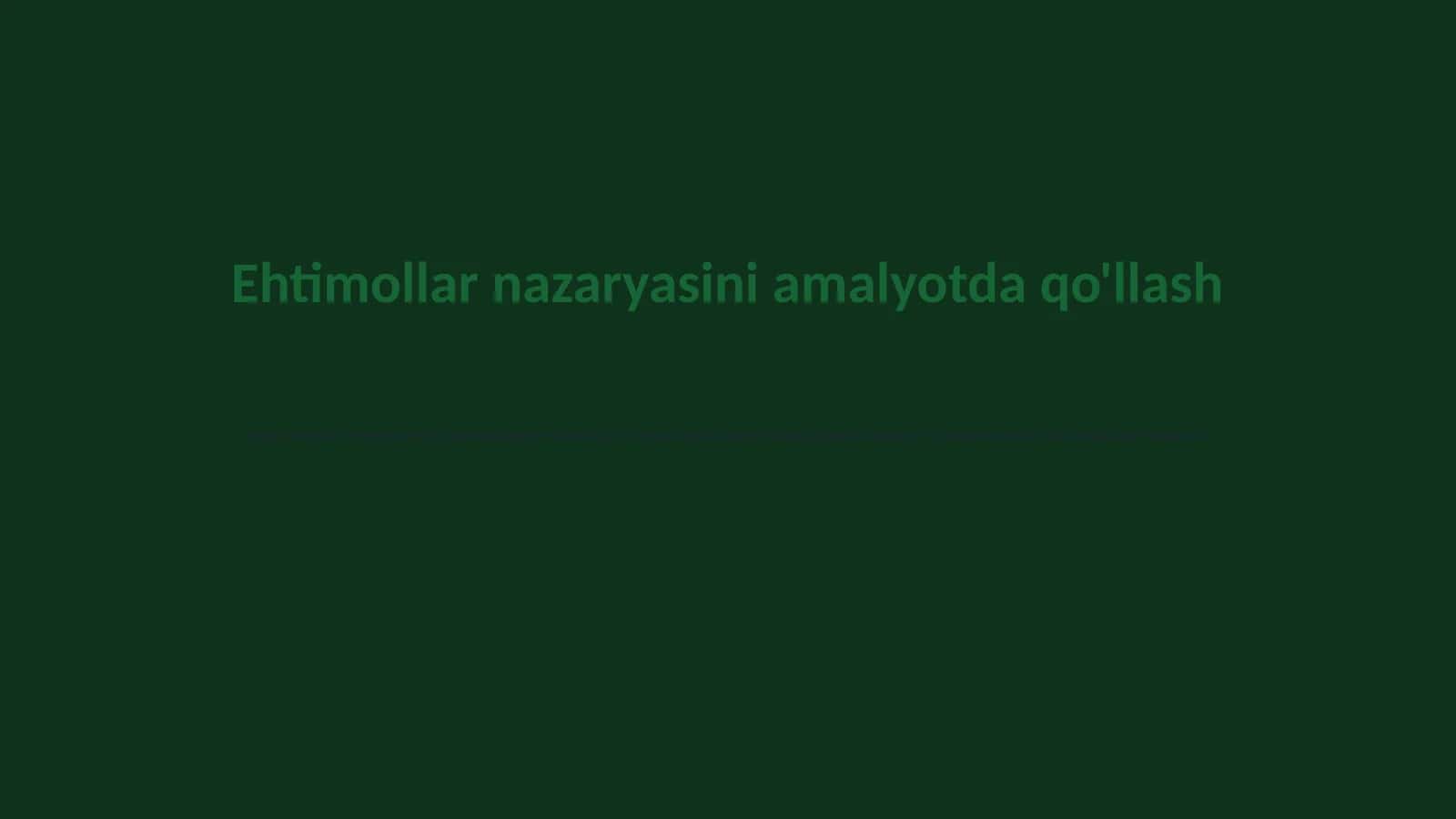 Ehtimollar nazariyasi 1