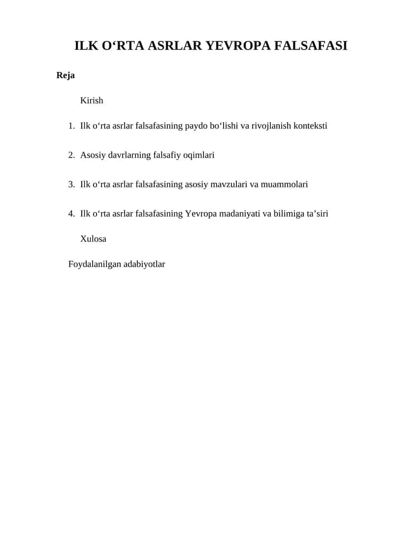 Ilk O‘rta Asrlar Yevropa Falsafasi 1