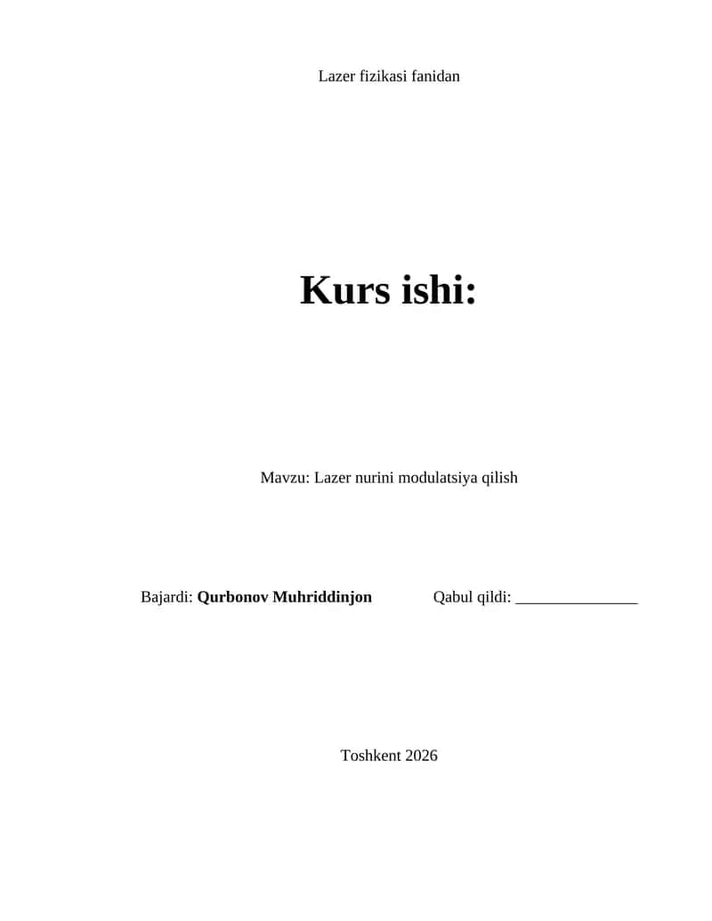 Lazer nurini modulatsiya qilish 1
