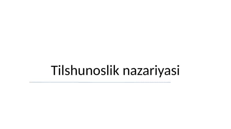 Tilshunoslik nazariyasi 1