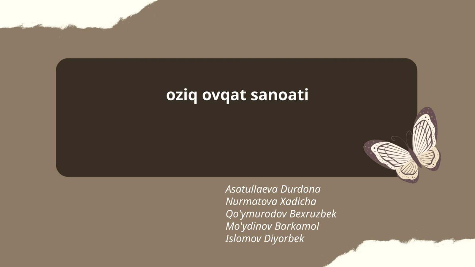 Oziq ovqat sanoati 1