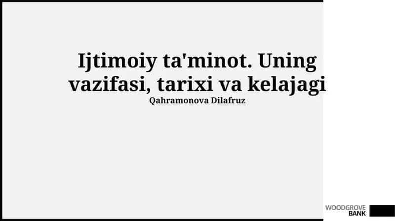 Ijtimoiy ta'minot: Kirish 1
