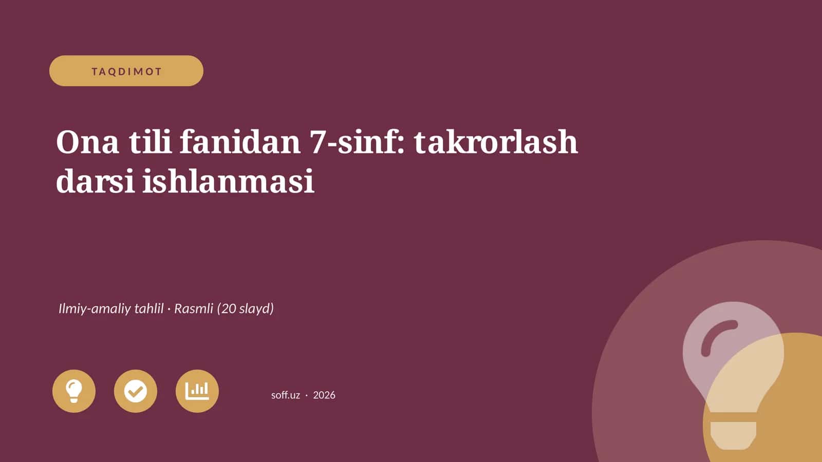 Ona tili fanidan 7-sinf: takrorlash darsi ishlanmasi 1