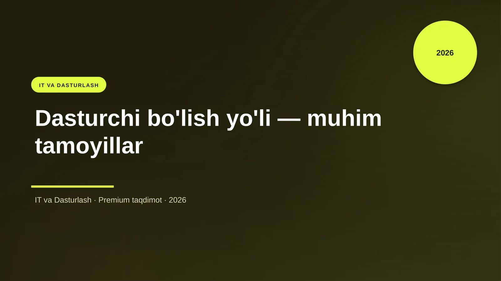 Dasturchi bo'lish yo'li — muhim tamoyillar 1