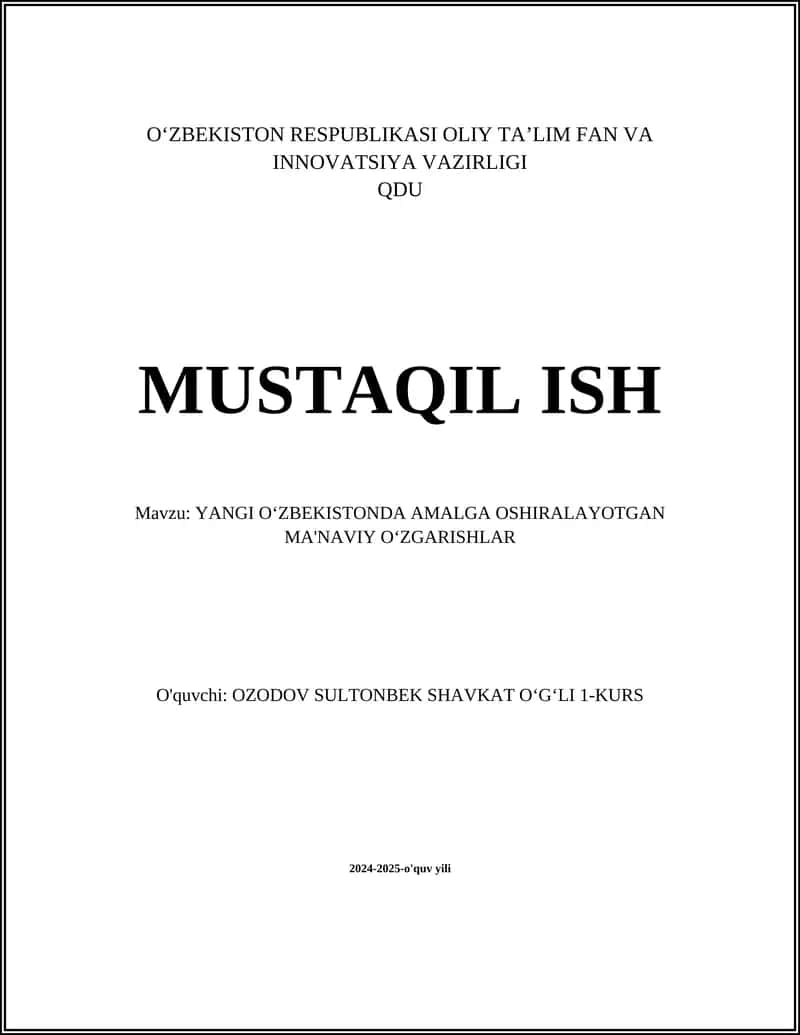 MUSTAQIL ISH 1