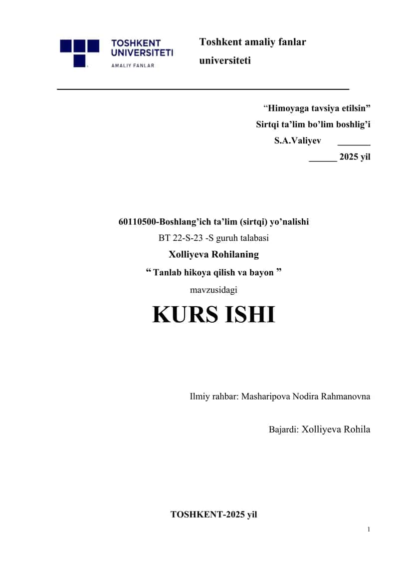 Tanlab hikoya qilish va bayon 1