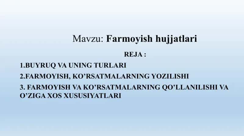 Farmoyish hujjatlari 1