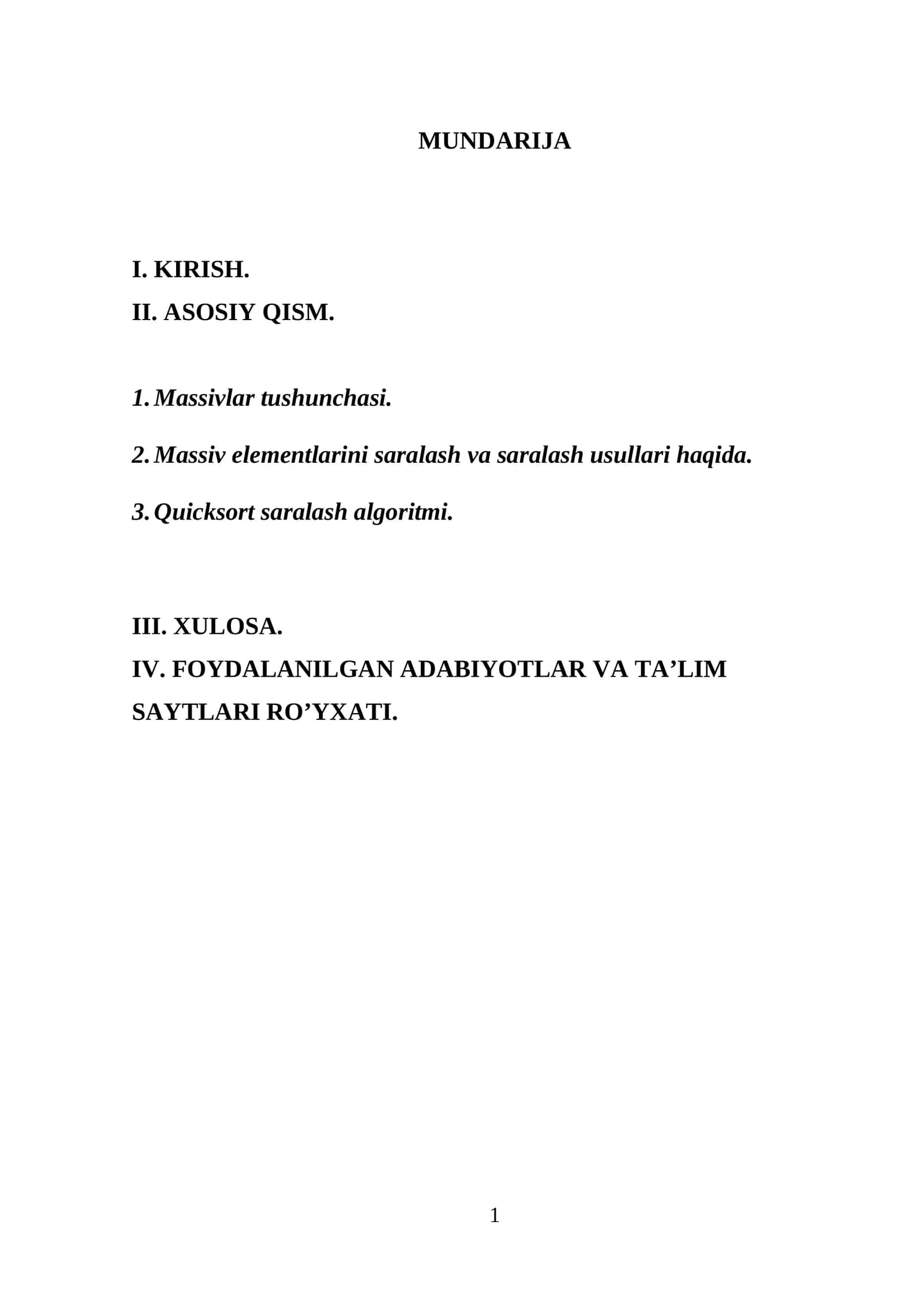 Dasturlashga kirish 1