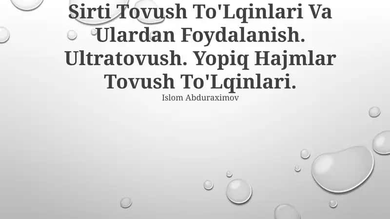 Tovush To'Lqinlari 1