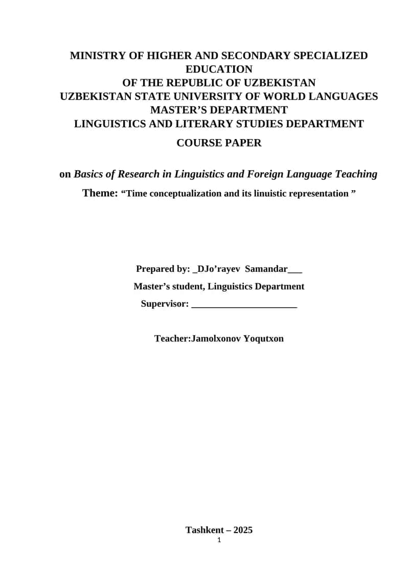 Basics of Research in Linguistics and Foreign Language Teaching 1