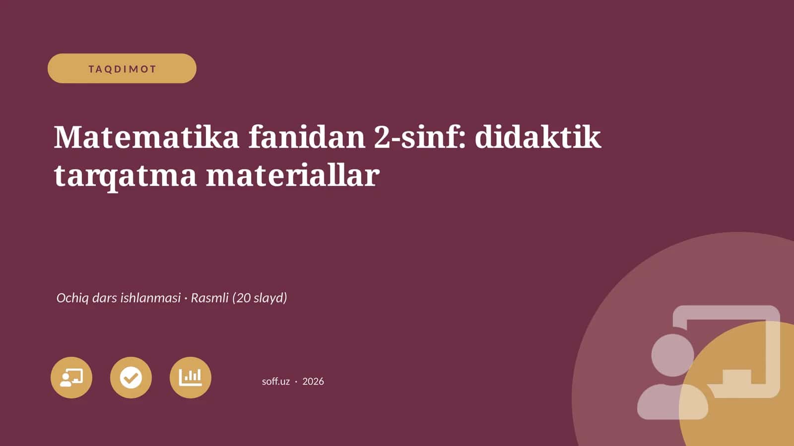 Matematika fanidan 2-sinf: didaktik tarqatma materiallar 1