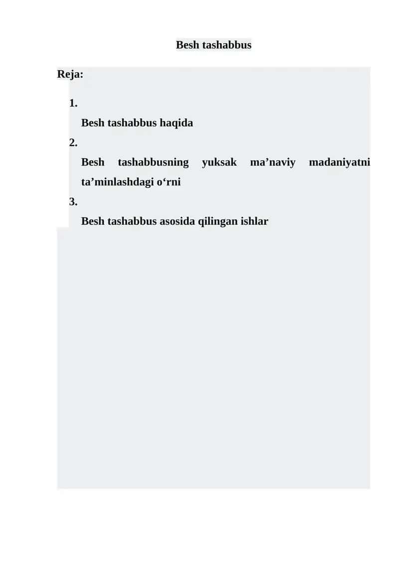 Besh tashabbus 1
