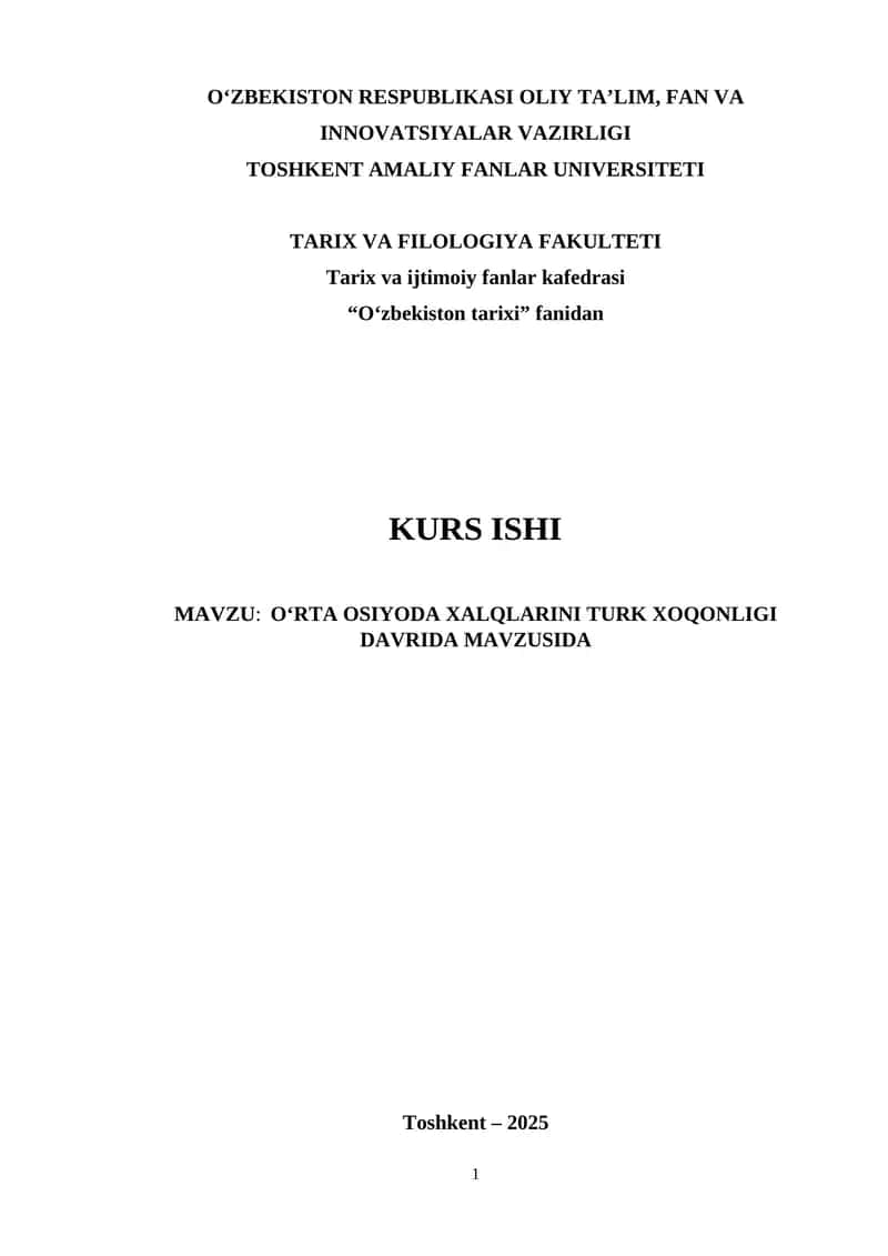 O‘RTA OSIYODA XALQLARINI TURK XOQONLIGI DAVRIDA 1