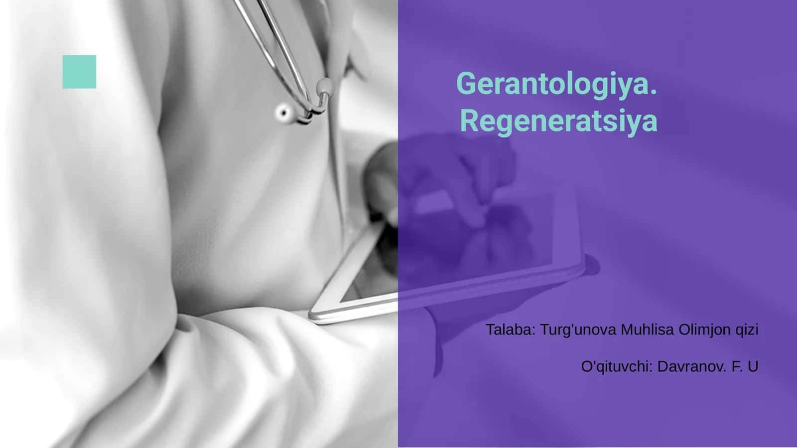 Gerantologiya. Regeneratsiya 1