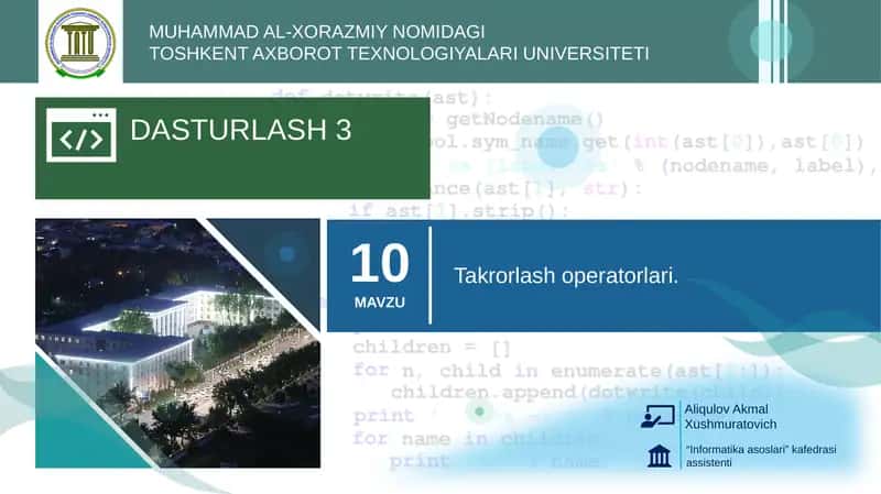 Takrorlash operatorlari 1