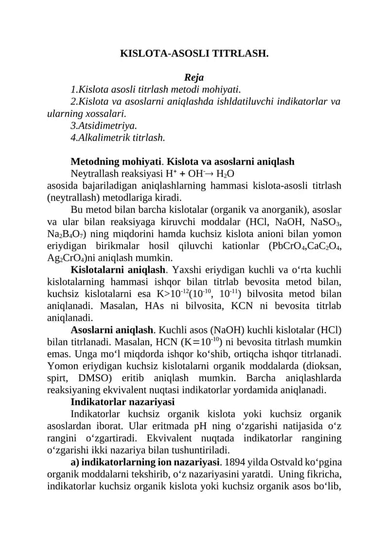 Kislota-asosli titrlash 1