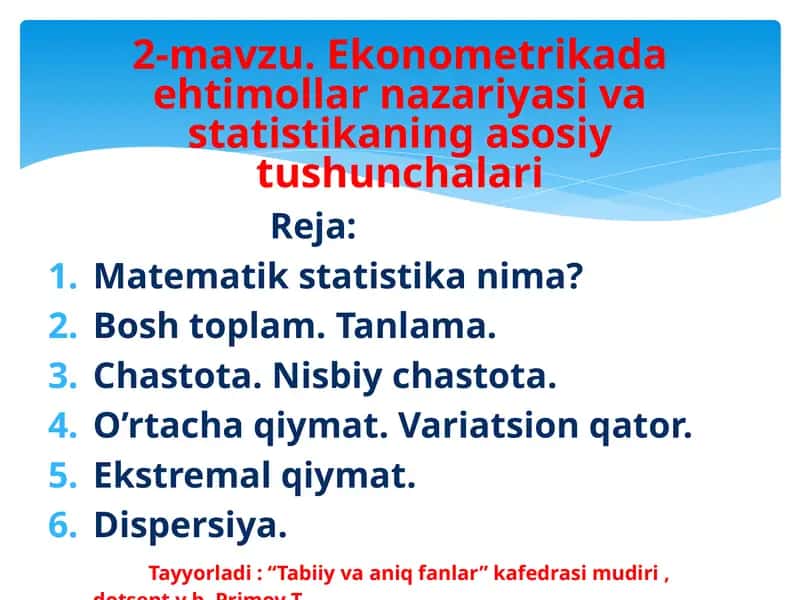 Matematik statistika nima? 1