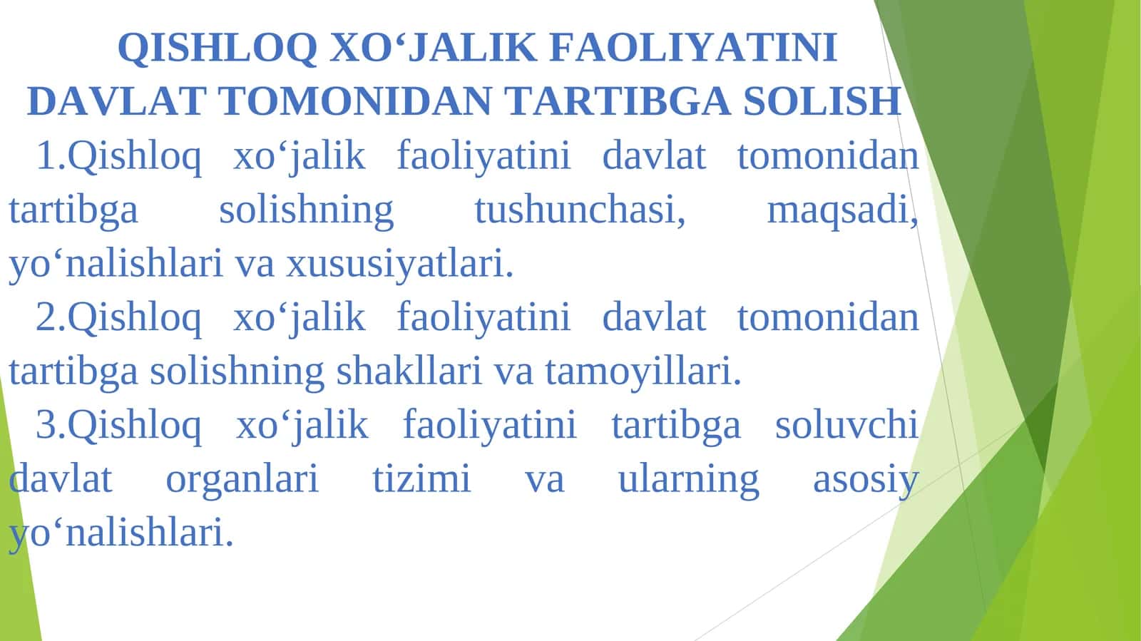 Qishloq xo‘jalik faoliyatini davlat tomonidan tartibga solish 1