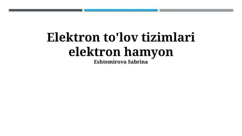 Elektron to'lov tizimlari elektron hamyon 1