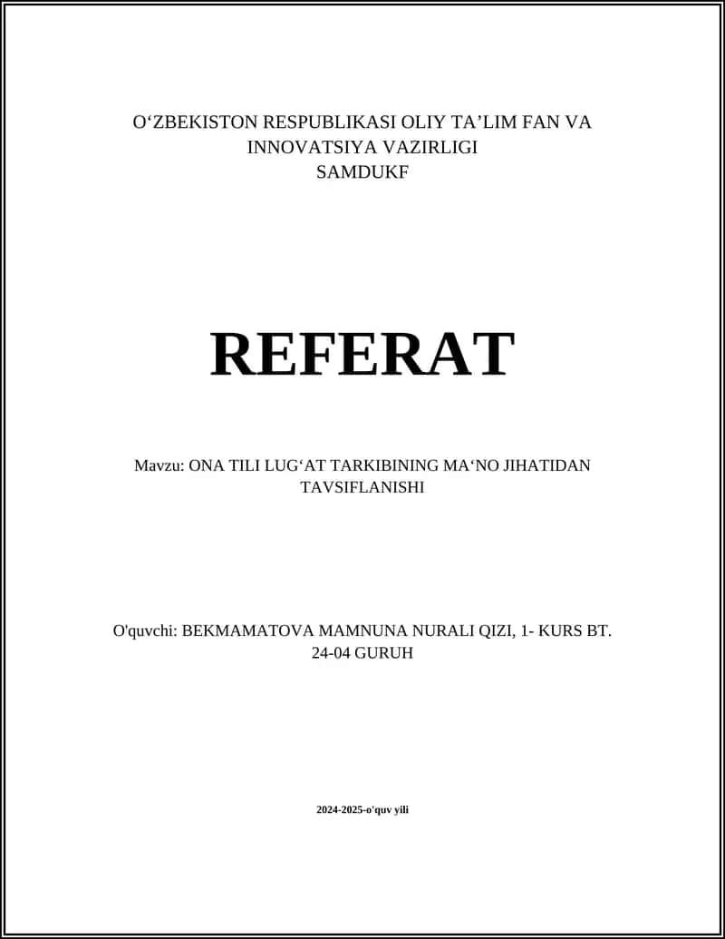 Lug‘at tarkibining mazmuniy xususiyatlari 1