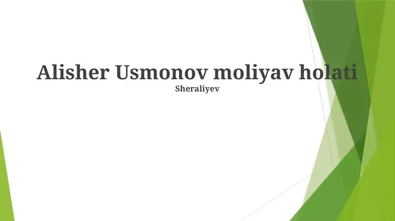 Alisher Usmonov moliyav holati 1